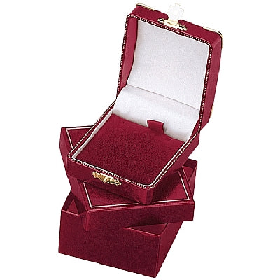 Leatherette Pendant Box with Gold Trim and Closure