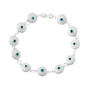Sterling Silver Bracelet Evil Eye with Colored Stones