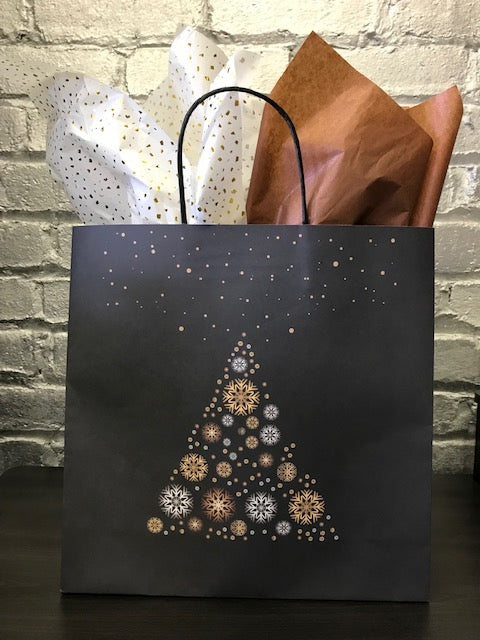 Black Printed Xmas Paper Shopping Bag