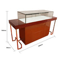 Modern Wooden Showcase with Stainless Steel Legs and Luscious Suede Inserts