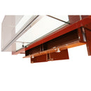 Modern Wooden Showcase with Stainless Steel Legs and Luscious Suede Inserts