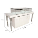 White Gloss Wood with Aluminum Frame Jewelry Display Showcase