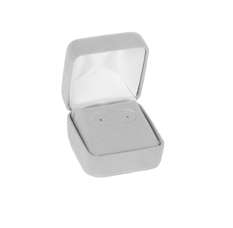 Velvet Square Single Earring Box with Matching Insert and White Satin Window