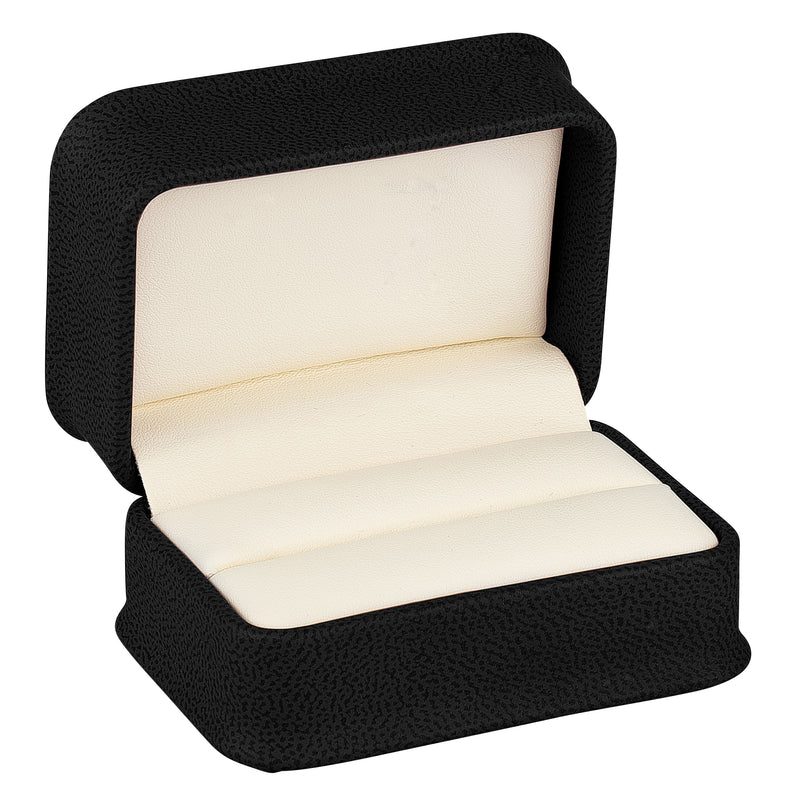 Nabuka Leatherette Double Ring Box with Cream Interior