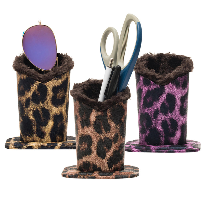 Animal Print Desktop Holder with Plush Interior