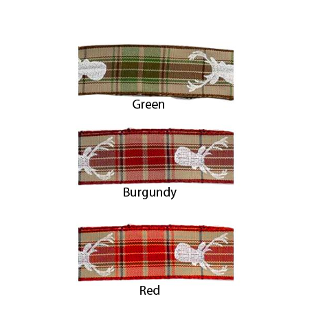 Natural Plaid Ribbon with Embroidered Roaches