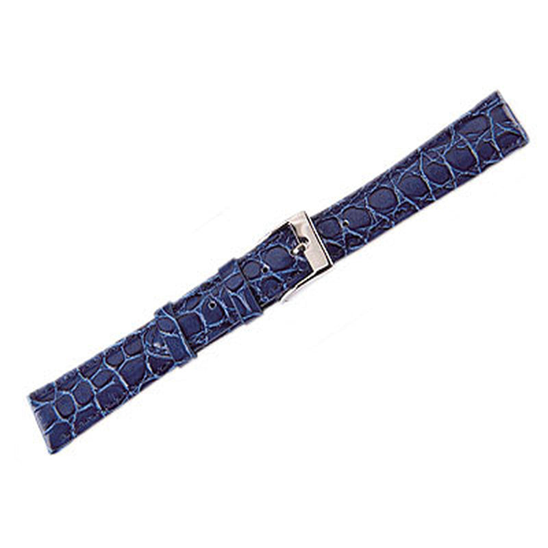 Leather Watch Band Lux Crocodile Blue (12mm) Long