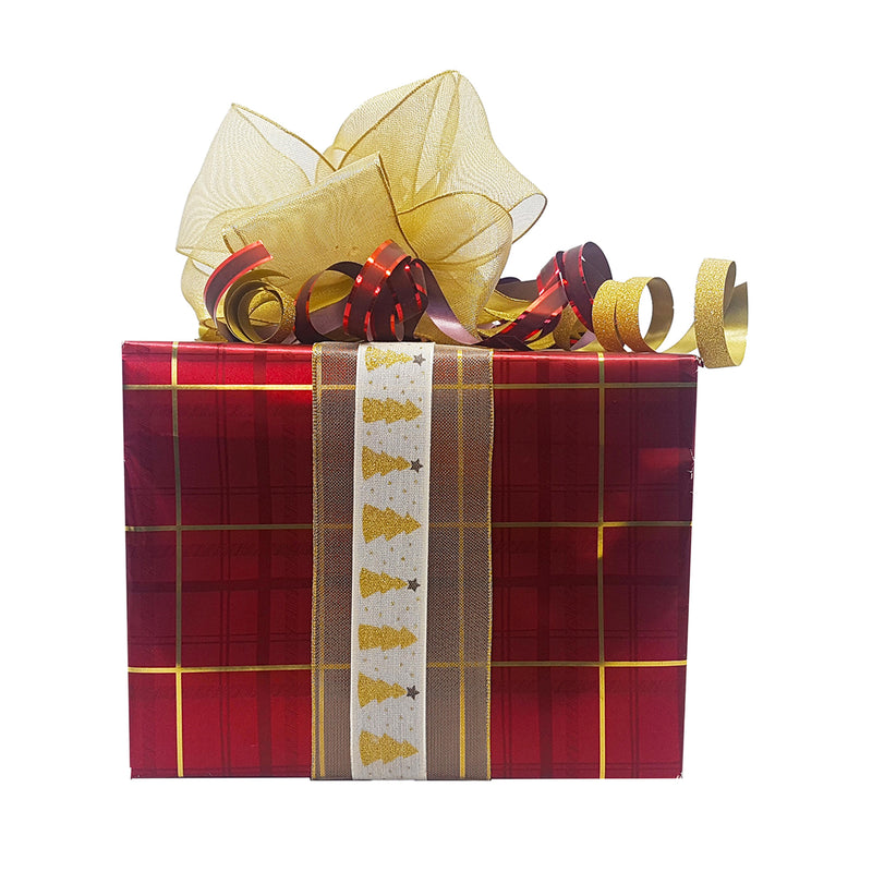 Burgundy Checked Gift Wrapping Paper Roll