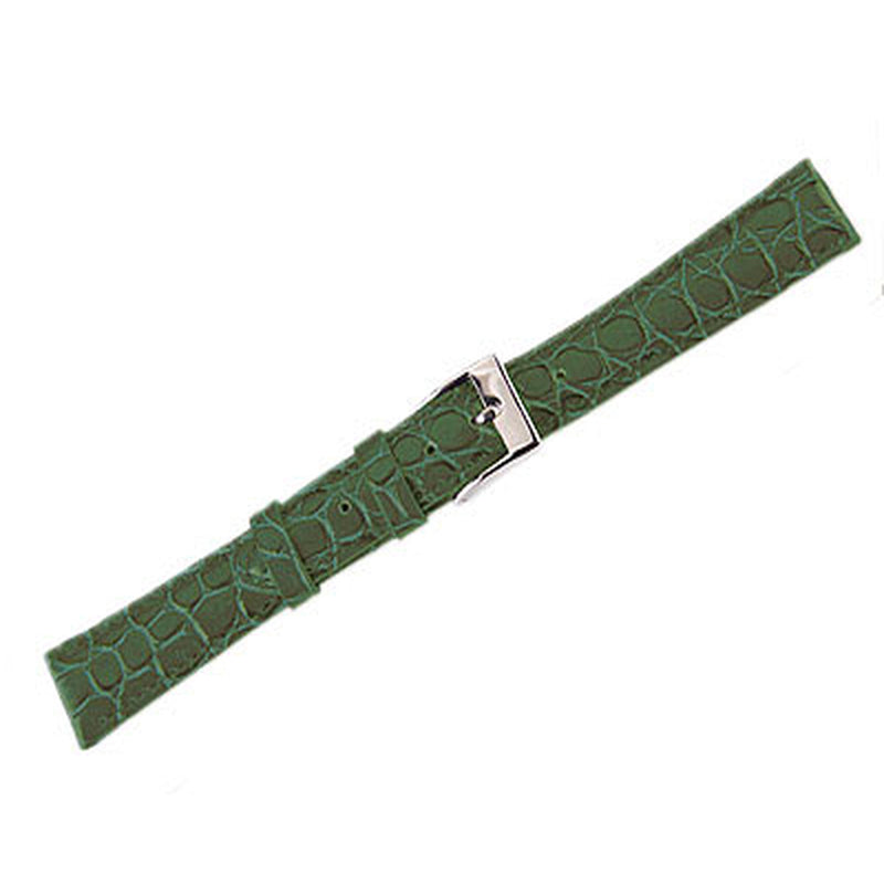 Leather Watch Band Lux Crocodile Green (18mm) Long