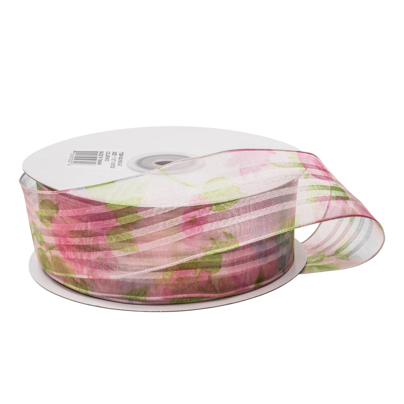 Wired Sheer Floral Ribbon