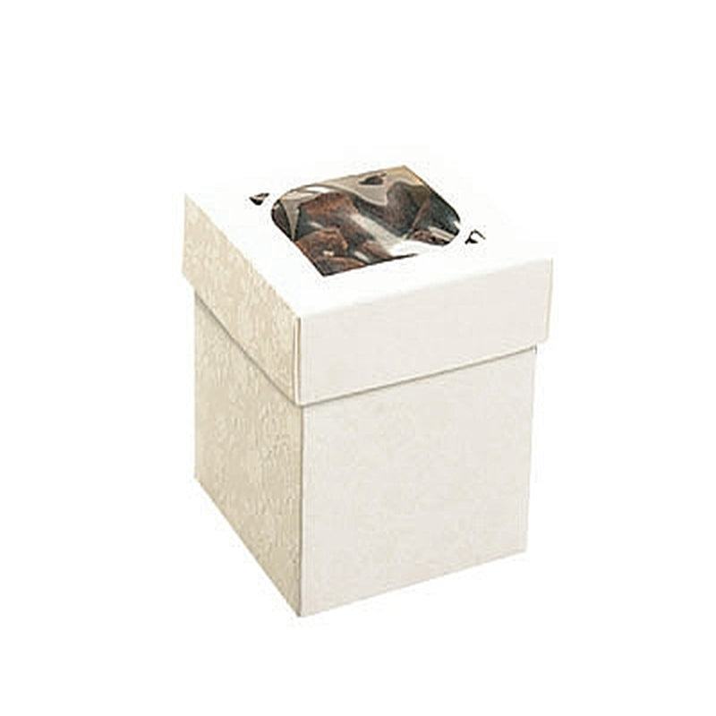 White Floral Confection Box with Window Lid