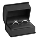 Leatherette Double Ring Box Leatherette Interior with Matching Ribboned Packer