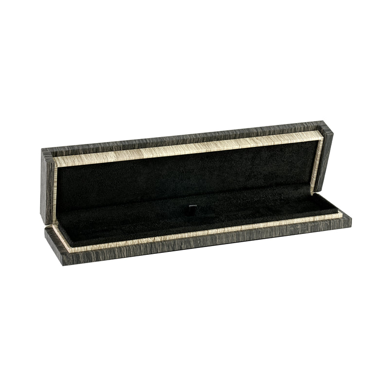 Textured Wood-Grain Bracelet Box with Rich Suede Interior