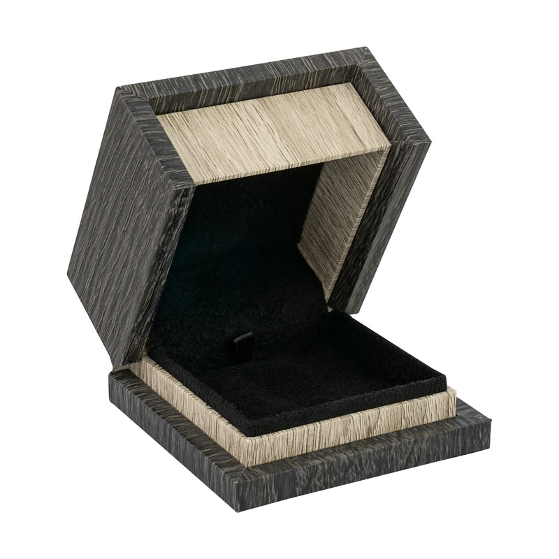 Textured Wood-Grain Pendant Box with Rich Suede Interior