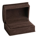 Suede Double Ring Box with Matching Interior with Ribboned Packer