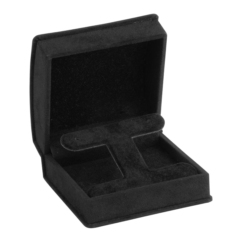 Suede French Clip Earring Box with Matching Interior with Ribboned Packer
