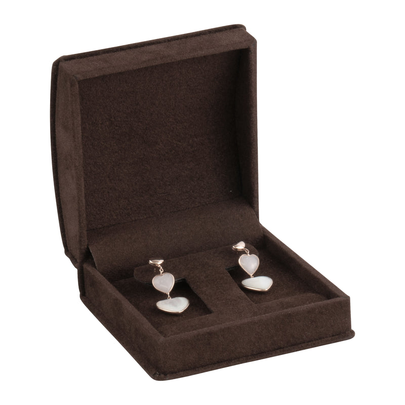 Suede French Clip Earring Box with Matching Interior with Ribboned Packer