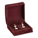 Suede French Clip Earring Box with Matching Interior with Ribboned Packer