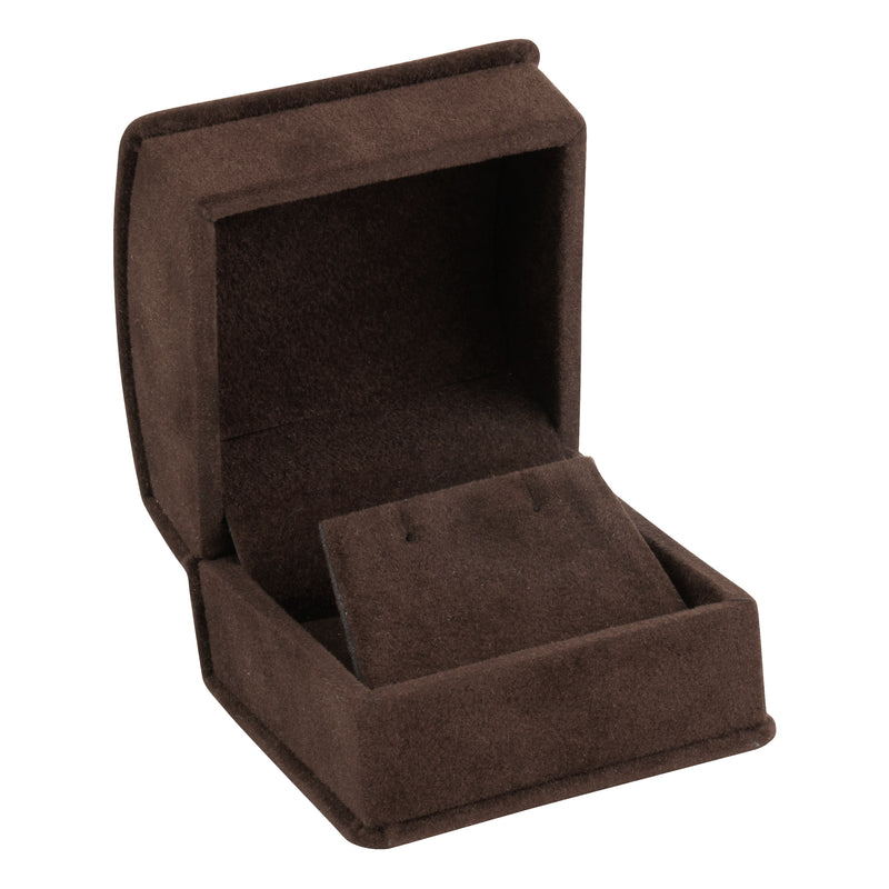 Suede Single Earring Box with Matching Interior with Ribboned Packer