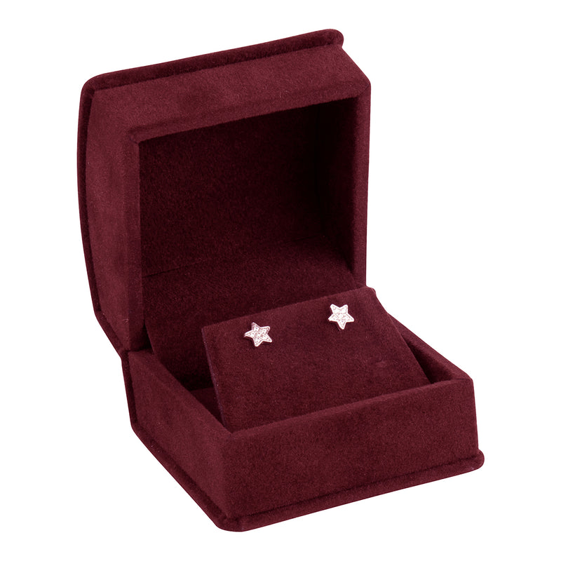 Suede Single Earring Box with Matching Interior with Ribboned Packer