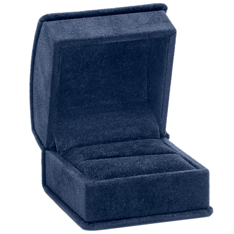 Suede Single Ring Box with Matching Interior with Ribboned Packer