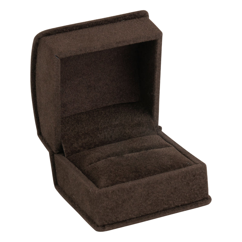 Suede Single Ring Box with Matching Interior with Ribboned Packer