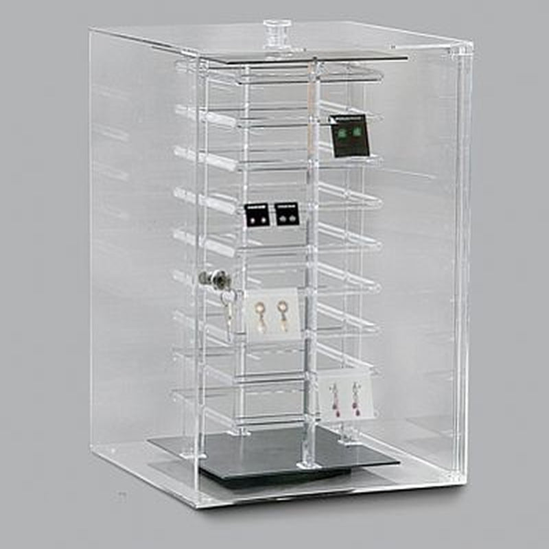 Acrylic 4-Sided Enclosed Hanging Card Display with Quality Steel Lock