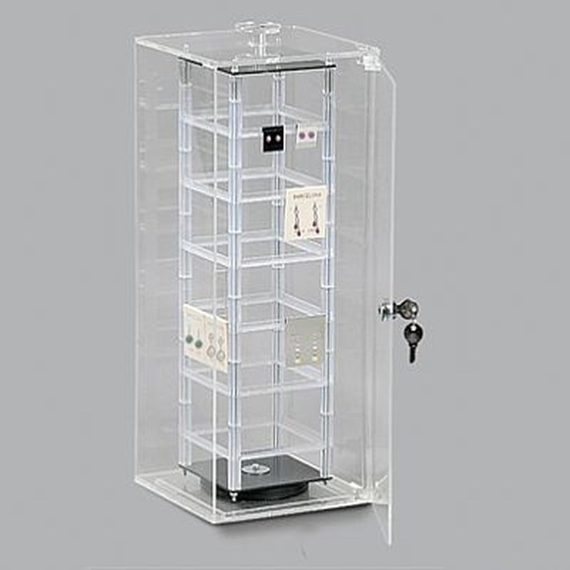 Acrylic 4-Sided Enclosed Hanging Card Display with Quality Steel Lock