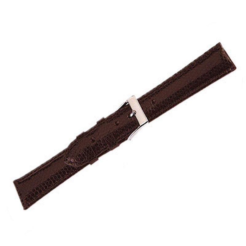 Leather Watch Band Genuine Lizard Dk. Brown (14mm) Long