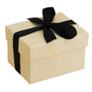 Black Piano Double Ring Box with Ribboned Packer