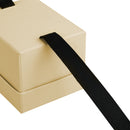 Black Piano Double Ring Box with Ribboned Packer