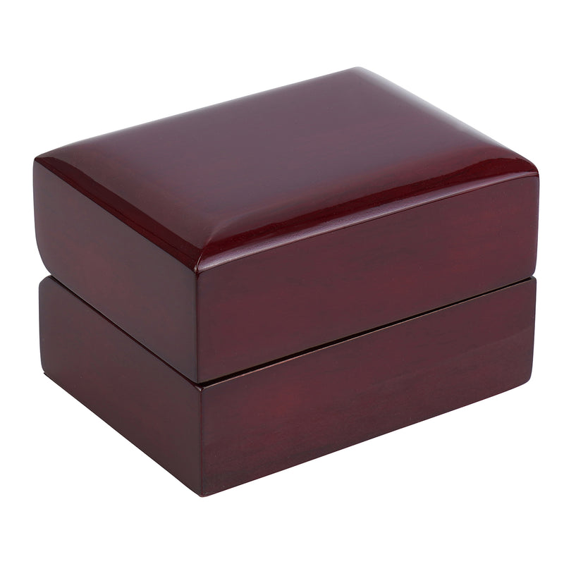 Black Piano Double Ring Box with Ribboned Packer
