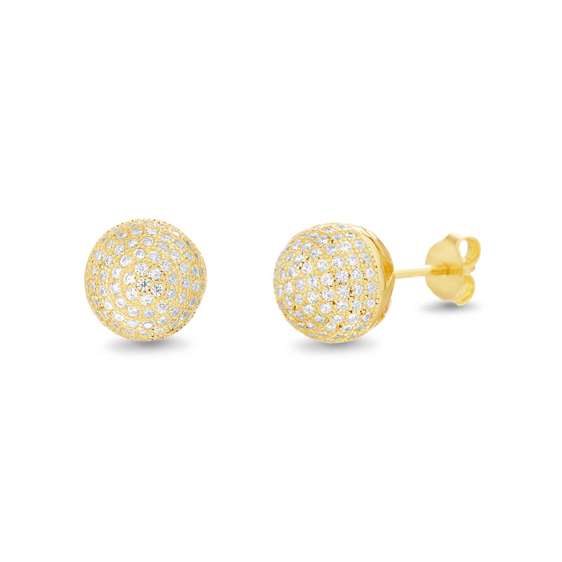 Silver CZ Pave 10 Mm Ball Post Earring