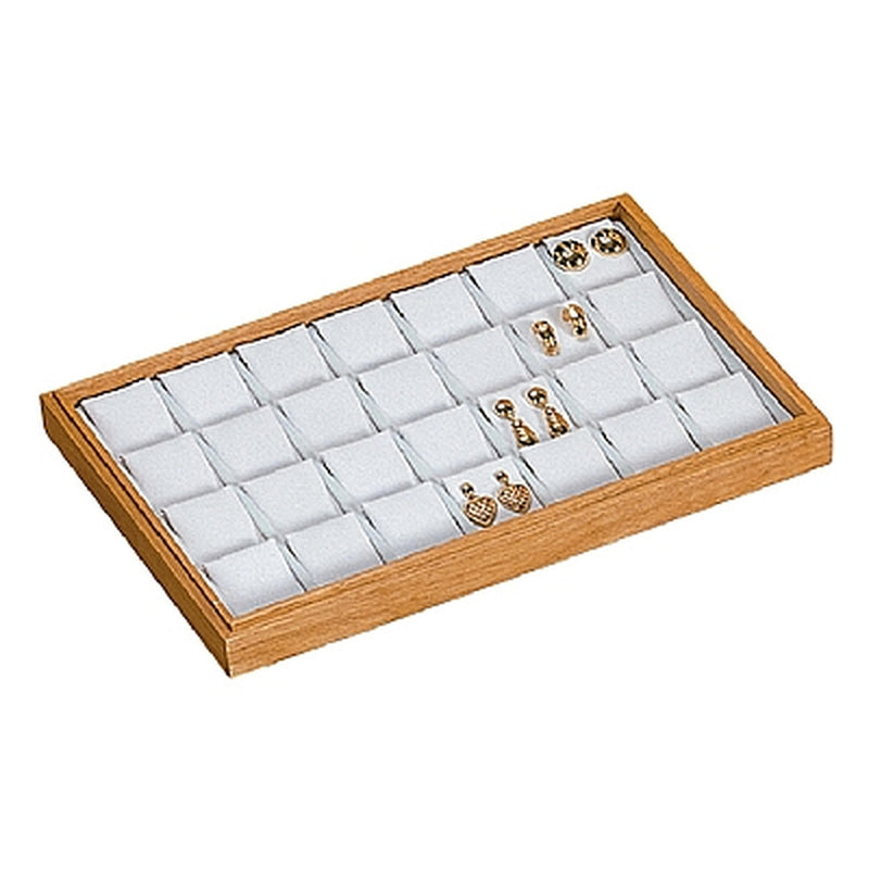 Wooden Tray with 28 Earring Pads
