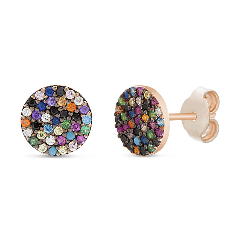 Two Tone CZ Pave Circle Station 7Mm Stud
Earring