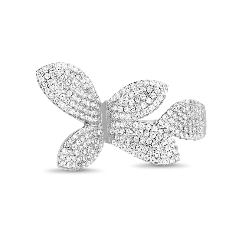 Silver CZ Pave Butterfly Ring
