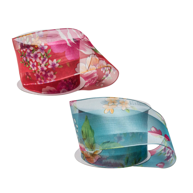 Sheer Floral Wired Edge Ribbon