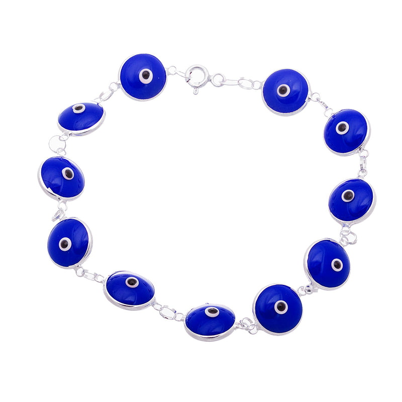 Sterling Silver Bracelet Evil Eye with Colored Stones