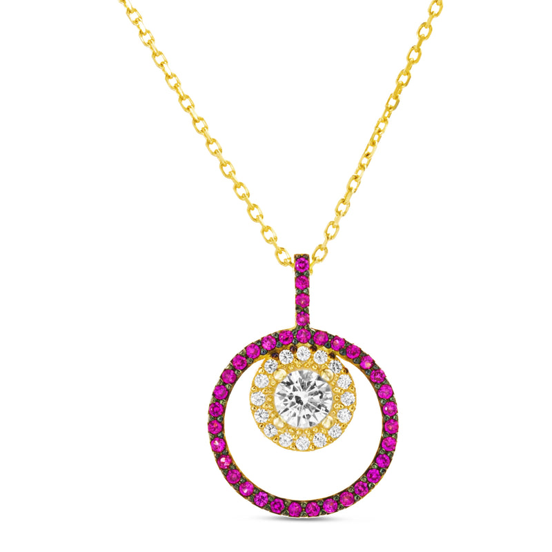 2-Tone CZ Open Circle with Halo CZ Dangle
Necklace