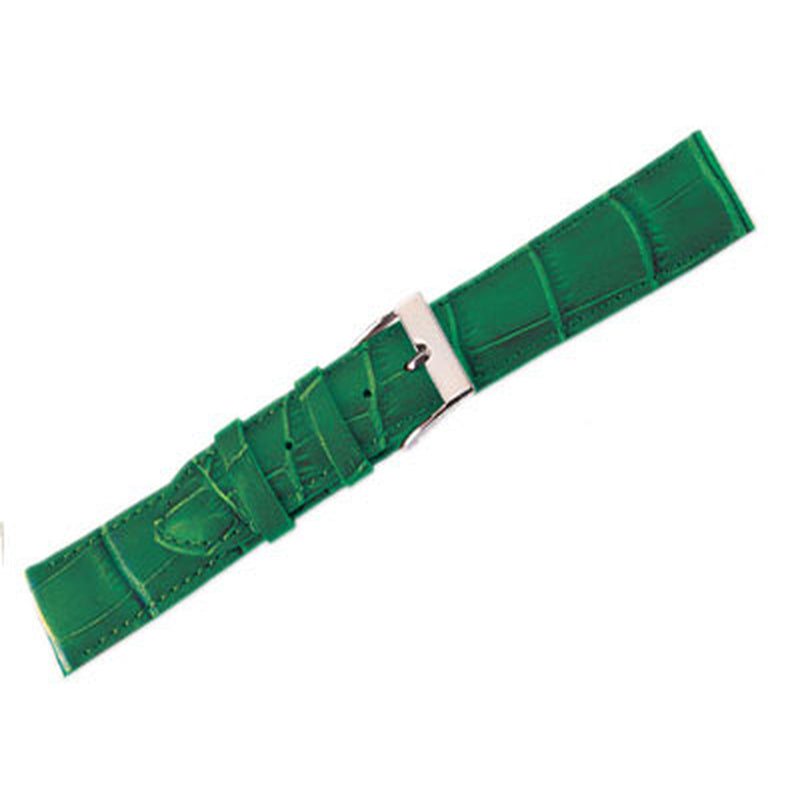 Leather Watch Band Crocodile Dk. Green (18mm) Regular