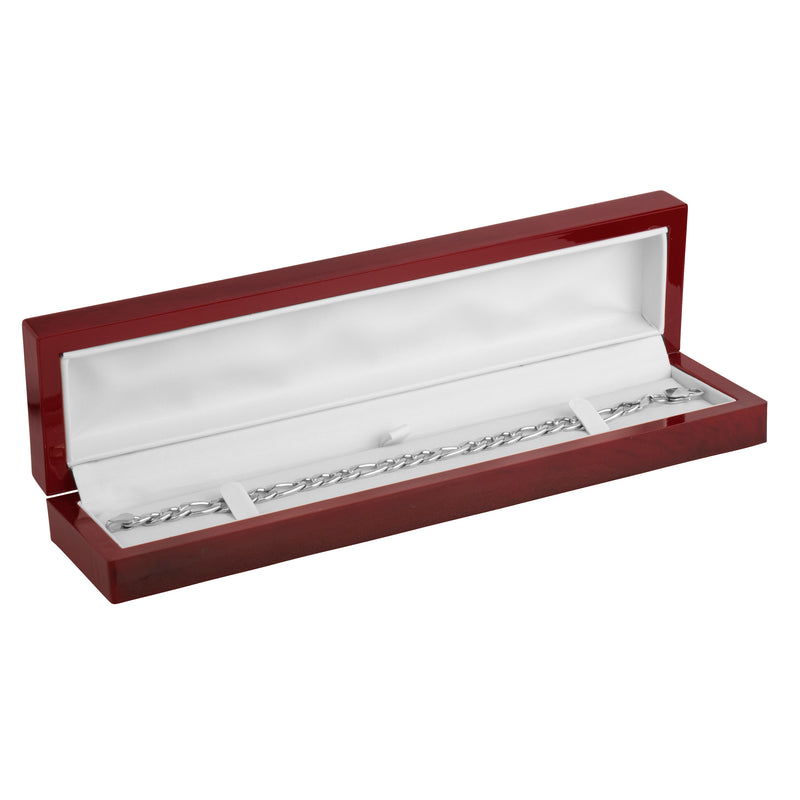 Rosewood Look Bracelet Box with White Leatherette Interior