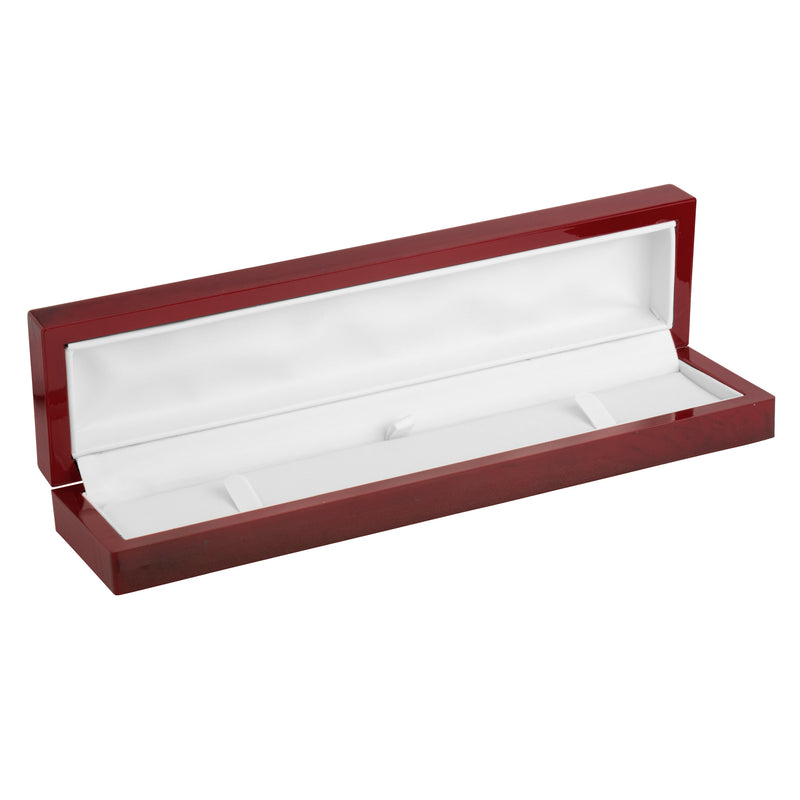 Rosewood Look Bracelet Box with White Leatherette Interior