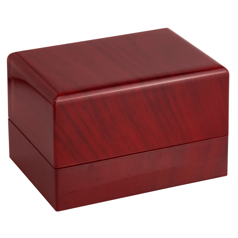 Rosewood Look Double Ring Box with White Leatherette Interior