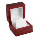 Rosewood Look Single Earring Box with White Leatherette Interior