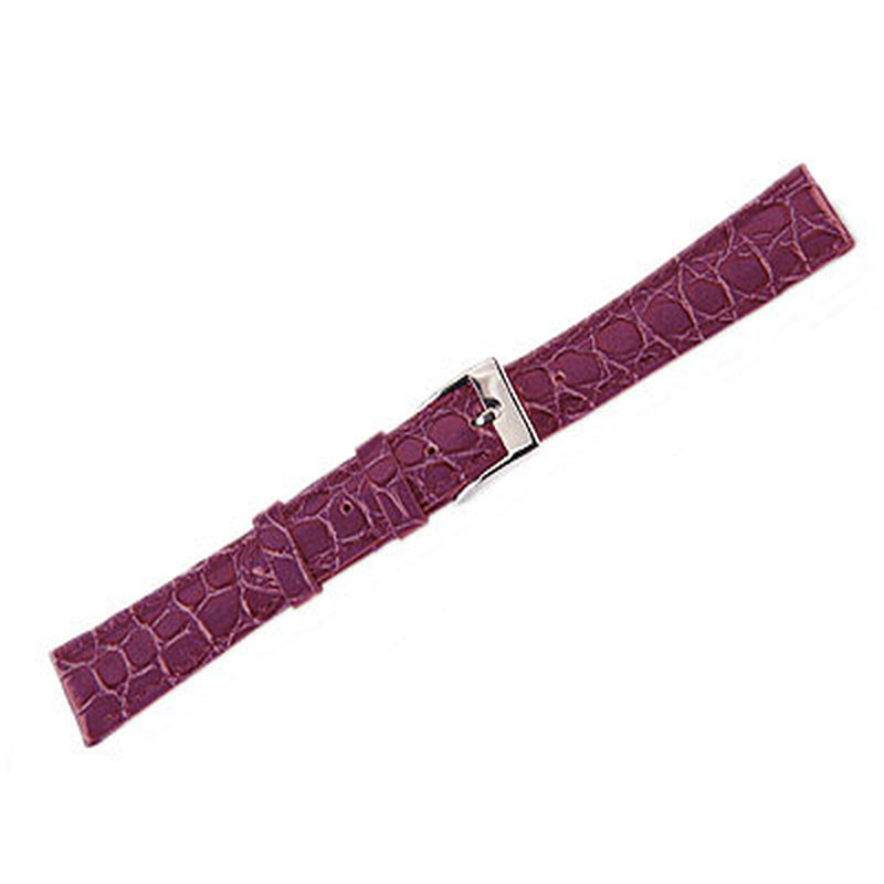 Leather Watch Band Lux Crocodile DK. Purple (20mm) Long