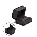 Leatherette Double Ring Box Leatherette Interior with Matching Ribboned Packer