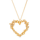 Rose CZ Floral Open Heart Design Necklace