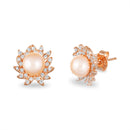 Ss Rg CZandLp Pearl Flowery Post Ear
