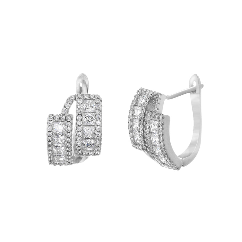 Silver Baguette CZ Bar Earring