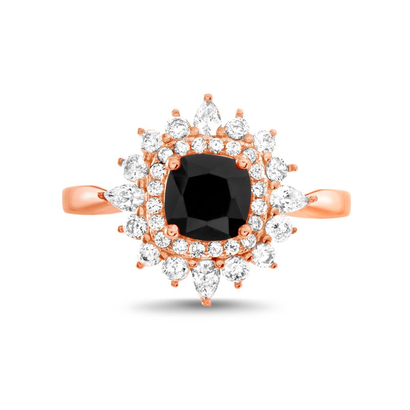 Rose CZ Halo and CZ Accents Ring